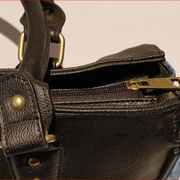 Vintage Guess Briefcase or Laptop Business Case Leather & Suede Blue/Off White - Picture 4 of 6